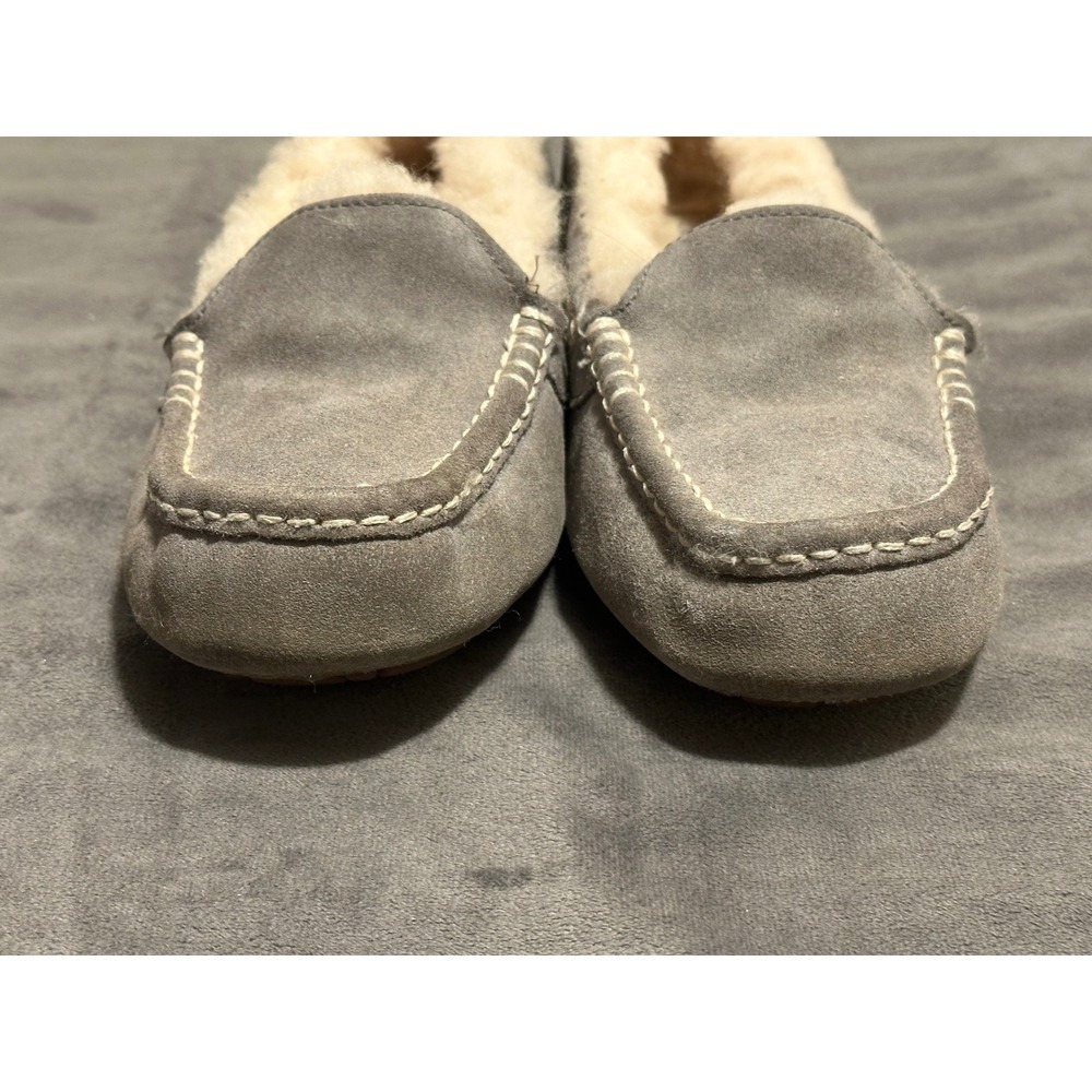 UGG Ansley Grey Suede Wool Lined Moccasin Slippers Womens 9 - Picture 3 of 9